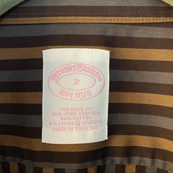 Brooks Brothers Non-Iron Tailored-Fit Cotton Stripe Dress Shirt, Never Worn. XS - Picture 7 of 12
